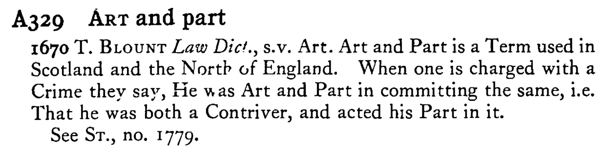 ART and part - a scanned entry from Tilley's 1950 Dictionary of Proverbs.