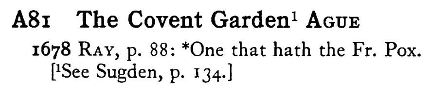 The Covent Garden¹ AGUE - a scanned entry from Tilley's 1950 Dictionary of Proverbs.