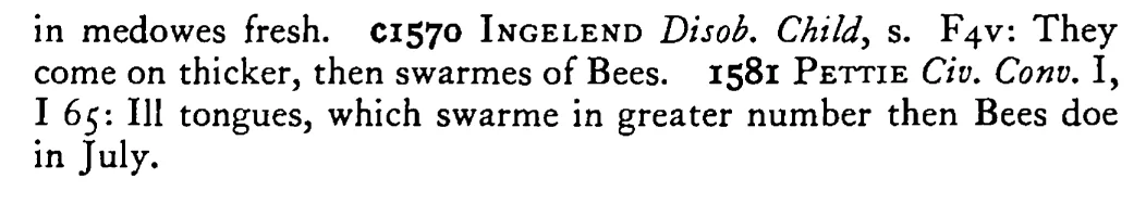 As thick as Bees - a scanned entry from Tilley's 1950 Dictionary of Proverbs. (continuation)