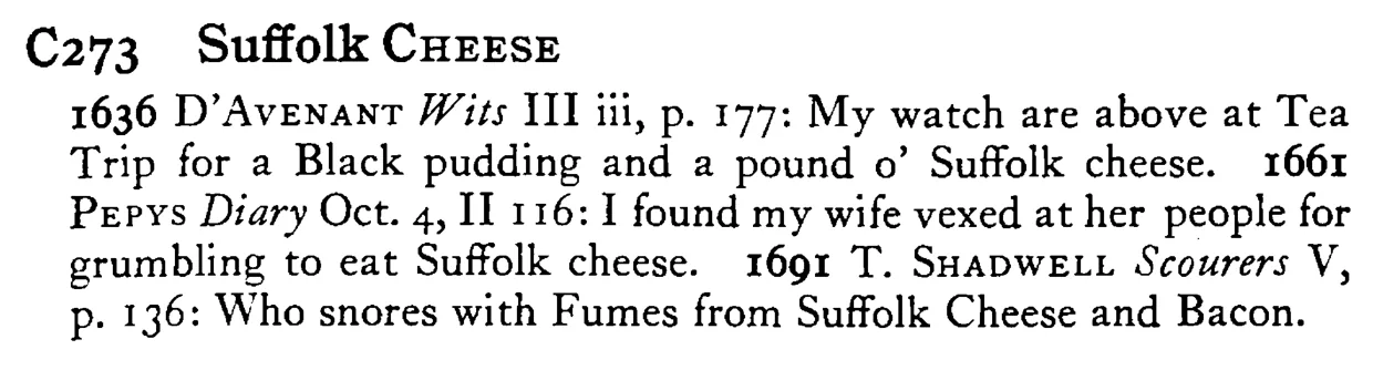 Suffolk CHEESE - a scanned entry from Tilley's 1950 Dictionary of Proverbs.