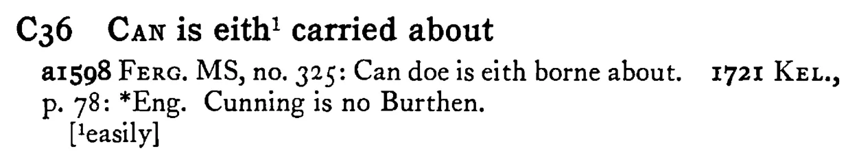 CAN is eith¹ carried about - a scanned entry from Tilley's 1950 Dictionary of Proverbs.