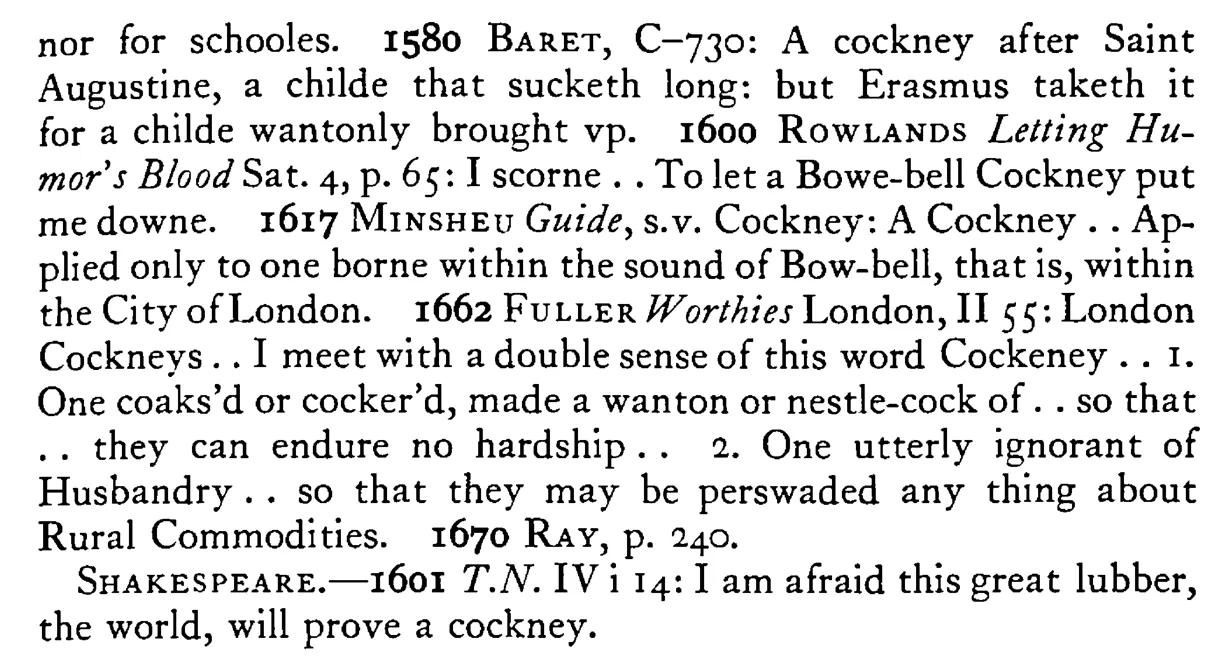 A London COCKNEY - a scanned entry from Tilley's 1950 Dictionary of Proverbs. (continuation)