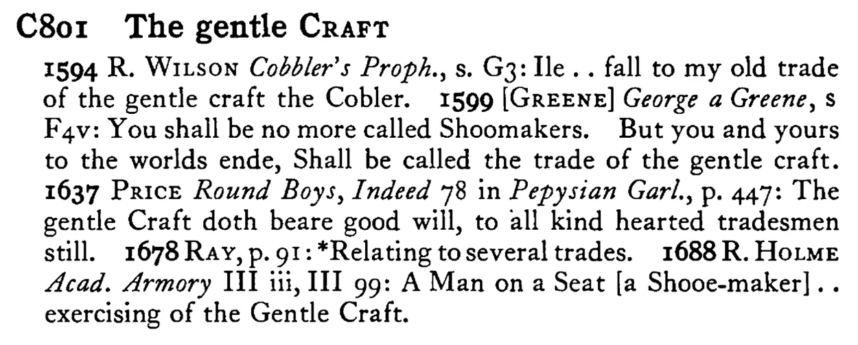 The gentle CRAFT - a scanned entry from Tilley's 1950 Dictionary of Proverbs.