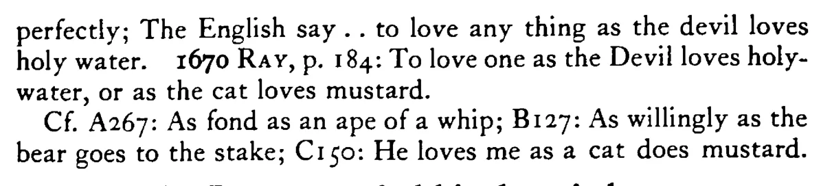 As the DEVIL loves holy water - a scanned entry from Tilley's 1950 Dictionary of Proverbs. (continuation)