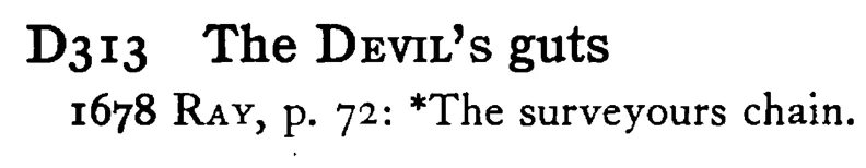 The DEVIL's guts - a scanned entry from Tilley's 1950 Dictionary of Proverbs.