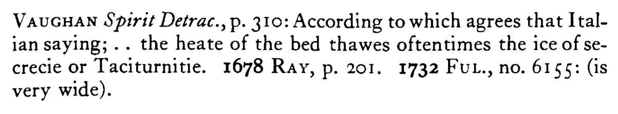 The DIFFERENCE is wide that the sheets will not decide - a scanned entry from Tilley's 1950 Dictionary of Proverbs. (continuation)