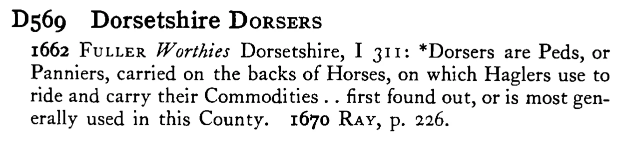 Dorsetshire DORSERS - a scanned entry from Tilley's 1950 Dictionary of Proverbs.