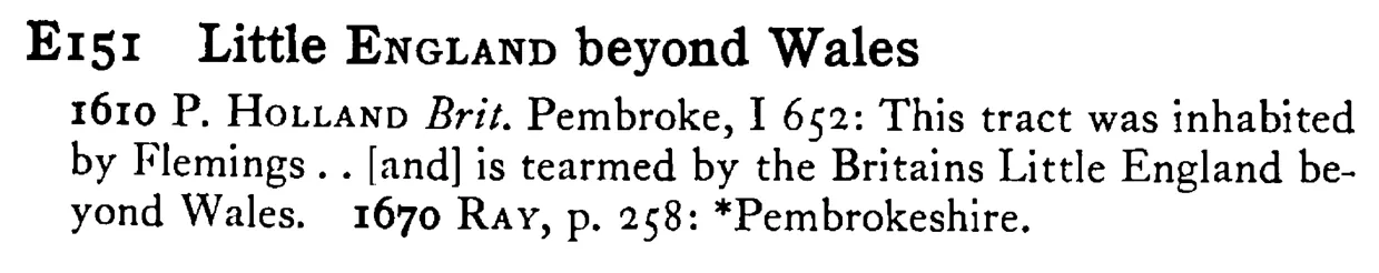 Little ENGLAND beyond Wales - a scanned entry from Tilley's 1950 Dictionary of Proverbs.
