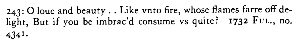 That FIRE which lights us at a distance will burn us when near - a scanned entry from Tilley's 1950 Dictionary of Proverbs. (continuation)