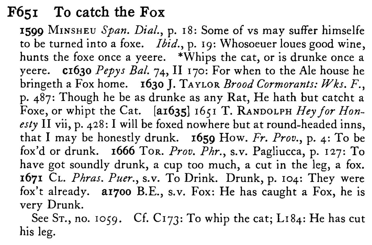 To catch the FOX - a scanned entry from Tilley's 1950 Dictionary of Proverbs.