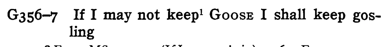 If I may not keep¹ GOOSE I shall keep gosling - a scanned entry from Tilley's 1950 Dictionary of Proverbs.