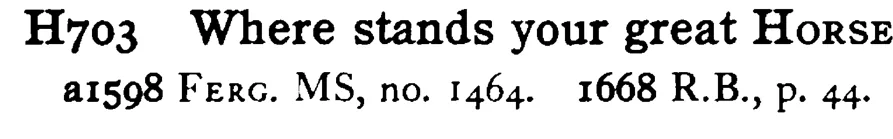 Where stands your great HORSE - a scanned entry from Tilley's 1950 Dictionary of Proverbs.