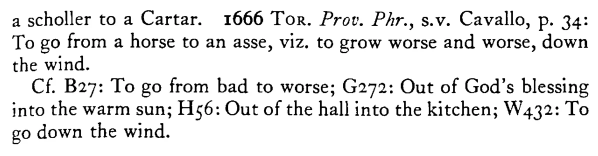 From the HORSES to the asses - a scanned entry from Tilley's 1950 Dictionary of Proverbs. (continuation)