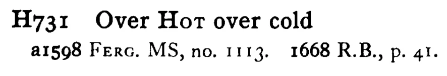 Over HOT over cold - a scanned entry from Tilley's 1950 Dictionary of Proverbs.