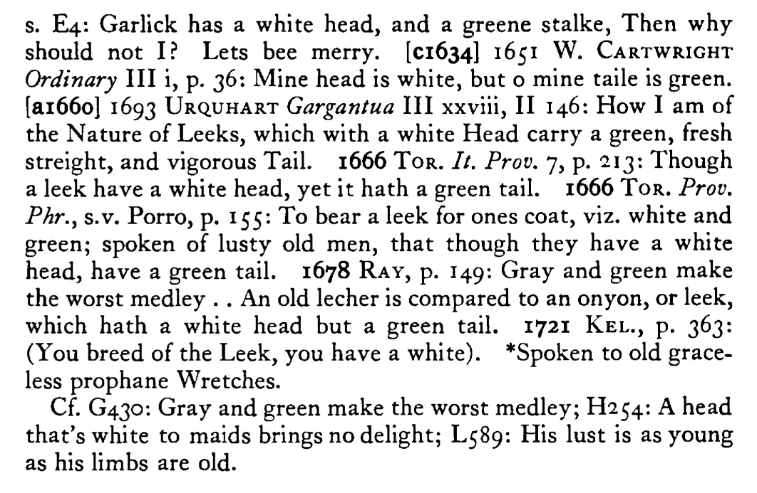 LEAVE is light - a scanned entry from Tilley's 1950 Dictionary of Proverbs. (continuation)