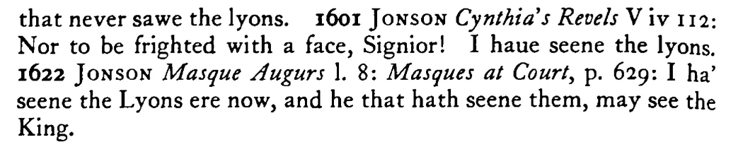 To see the LIONS - a scanned entry from Tilley's 1950 Dictionary of Proverbs. (continuation)