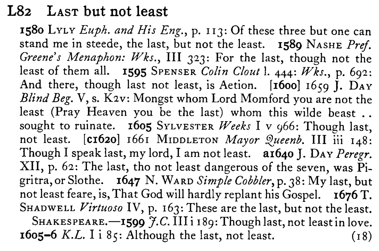 LAST but not least - a scanned entry from Tilley's 1950 Dictionary of Proverbs.