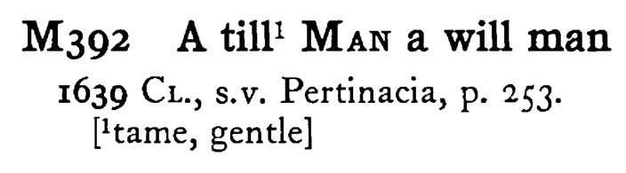 A till¹ MAN a will man - a scanned entry from Tilley's 1950 Dictionary of Proverbs.