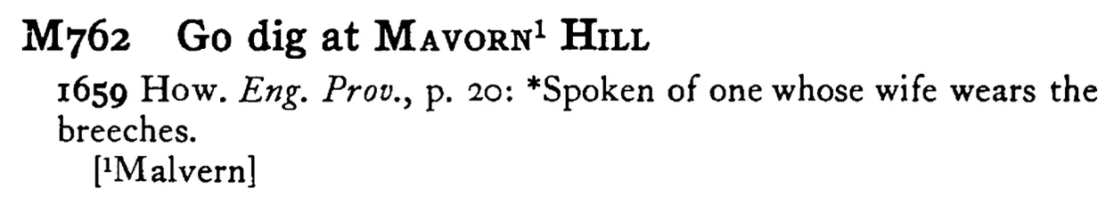 Go dig at MAVORN¹ HILL - a scanned entry from Tilley's 1950 Dictionary of Proverbs.
