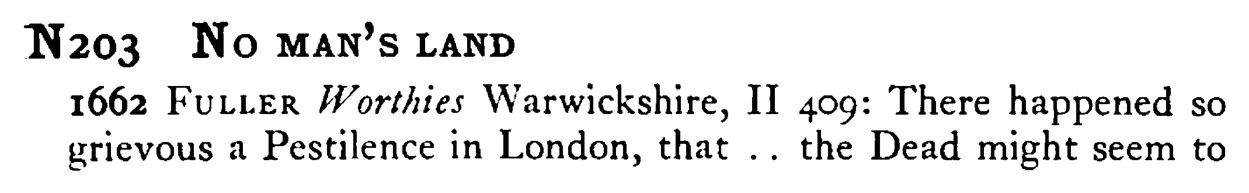 NO MAN's LAND - a scanned entry from Tilley's 1950 Dictionary of Proverbs.