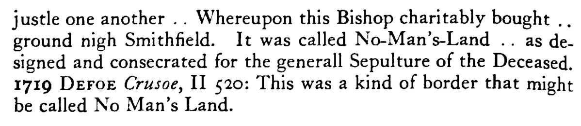 NO MAN's LAND - a scanned entry from Tilley's 1950 Dictionary of Proverbs. (continuation)