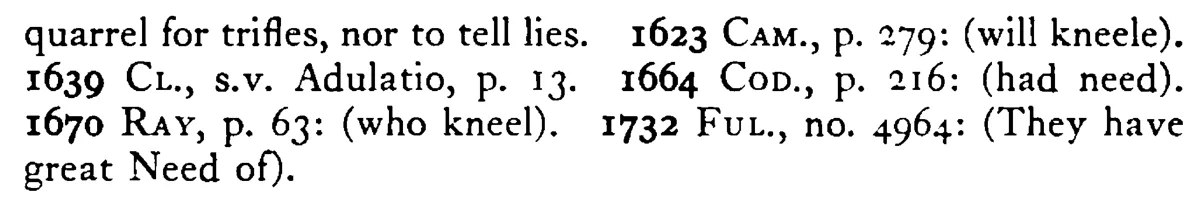 They have NEED of a blessing that kneel to a thistle - a scanned entry from Tilley's 1950 Dictionary of Proverbs. (continuation)