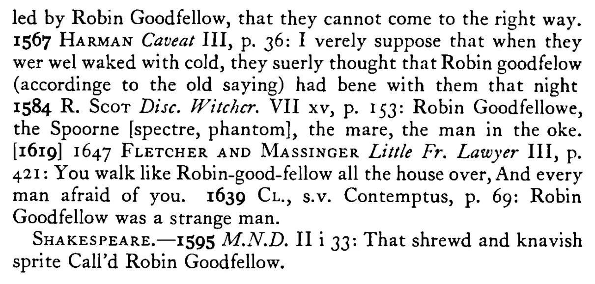 ROBIN GOODFELLOW - a scanned entry from Tilley's 1950 Dictionary of Proverbs. (continuation)