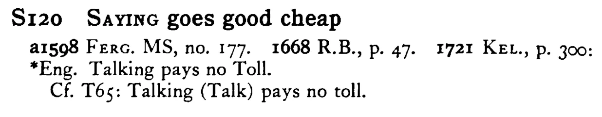 SAYING goes good cheap - a scanned entry from Tilley's 1950 Dictionary of Proverbs.