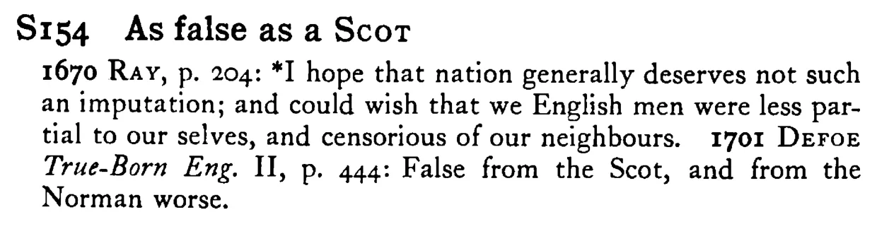 As false as a SCOT - a scanned entry from Tilley's 1950 Dictionary of Proverbs.