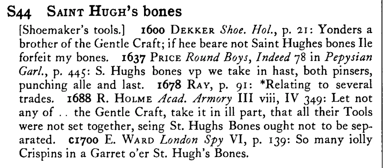 SAINT HUGH's bones - a scanned entry from Tilley's 1950 Dictionary of Proverbs.