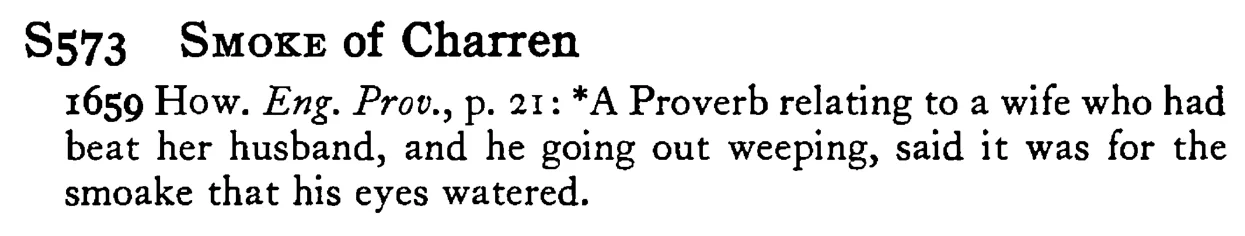 SMOKE of Charren - a scanned entry from Tilley's 1950 Dictionary of Proverbs.