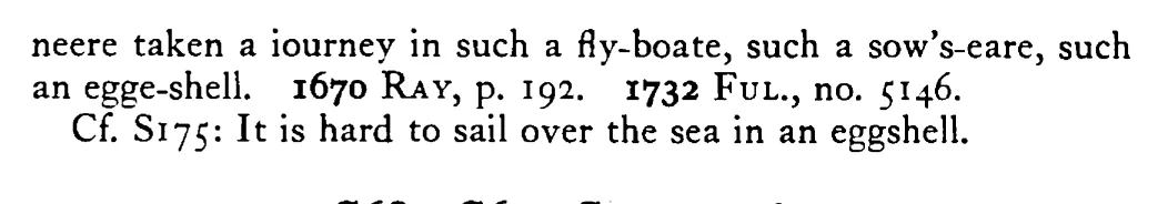 To come sailing in a SOW's ear - a scanned entry from Tilley's 1950 Dictionary of Proverbs. (continuation)