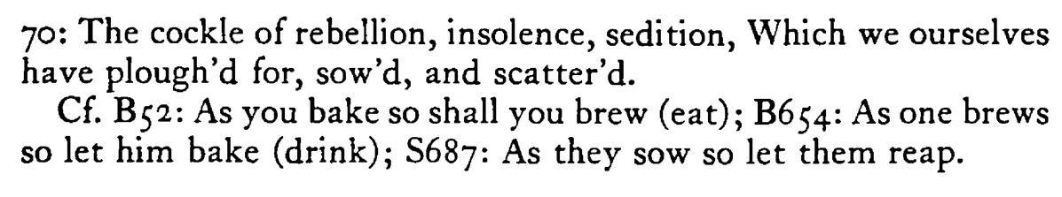 He that sows THISTLES shall reap thorns (prickles) - a scanned entry from Tilley's 1950 Dictionary of Proverbs. (continuation)