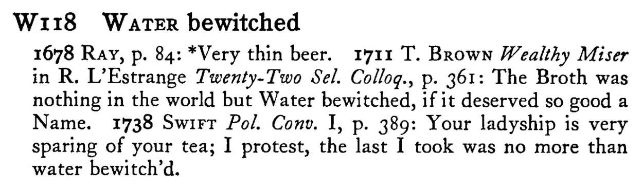 WATER bewitched - a scanned entry from Tilley's 1950 Dictionary of Proverbs.