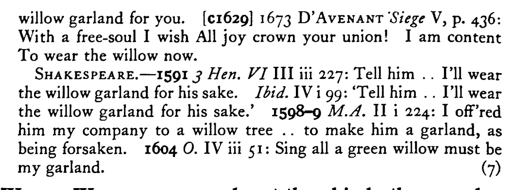 To wear the WILLOW - a scanned entry from Tilley's 1950 Dictionary of Proverbs. (continuation)