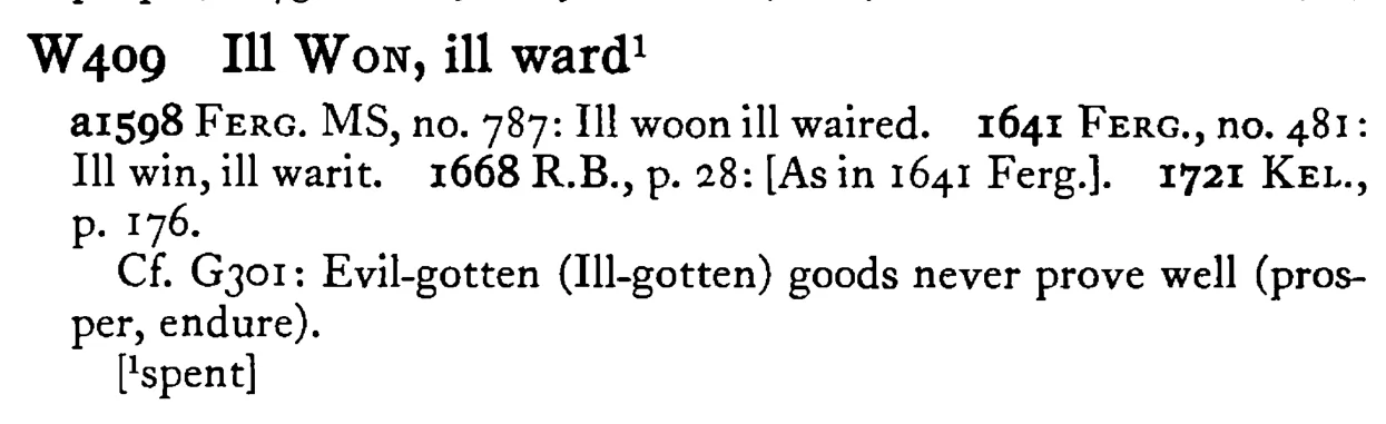 Ill WON, ill ward¹ - a scanned entry from Tilley's 1950 Dictionary of Proverbs.